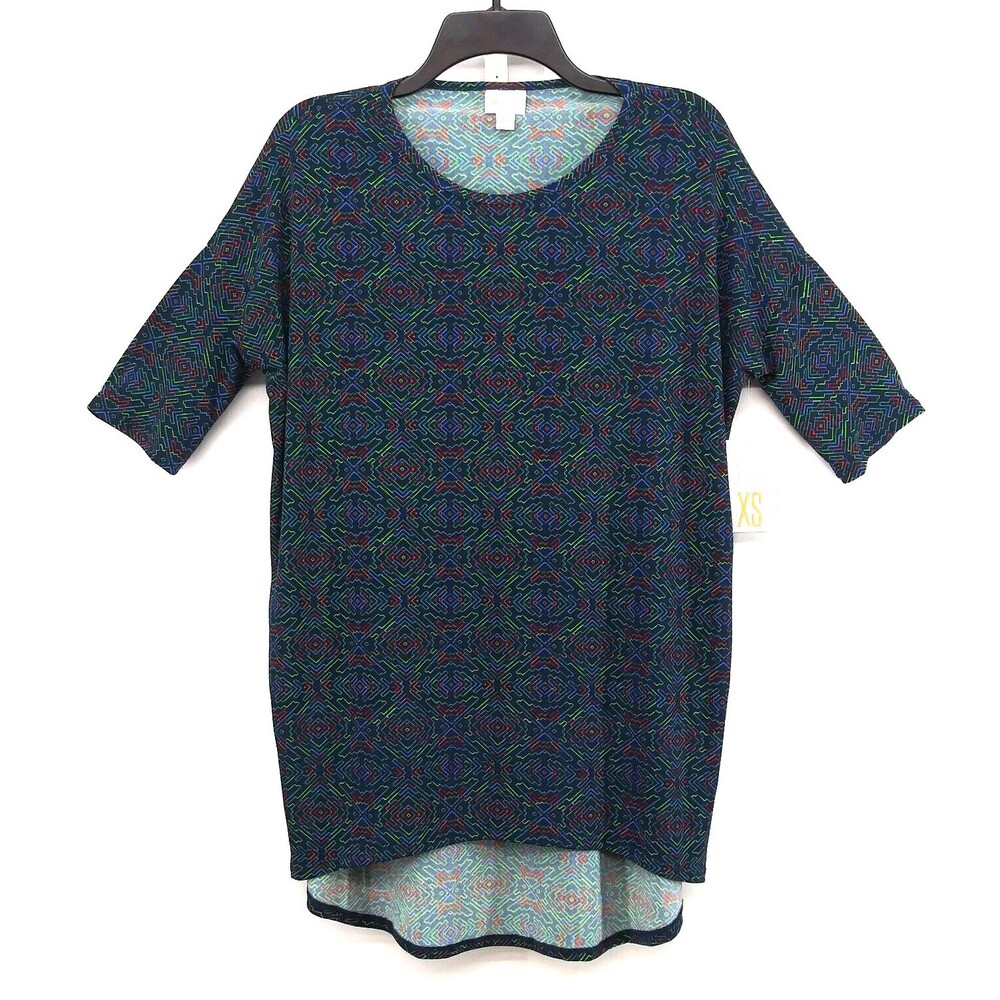 LuLaRoe Shirt Womens Size XS Black All Over Print Short Sleeve Pullover Top
